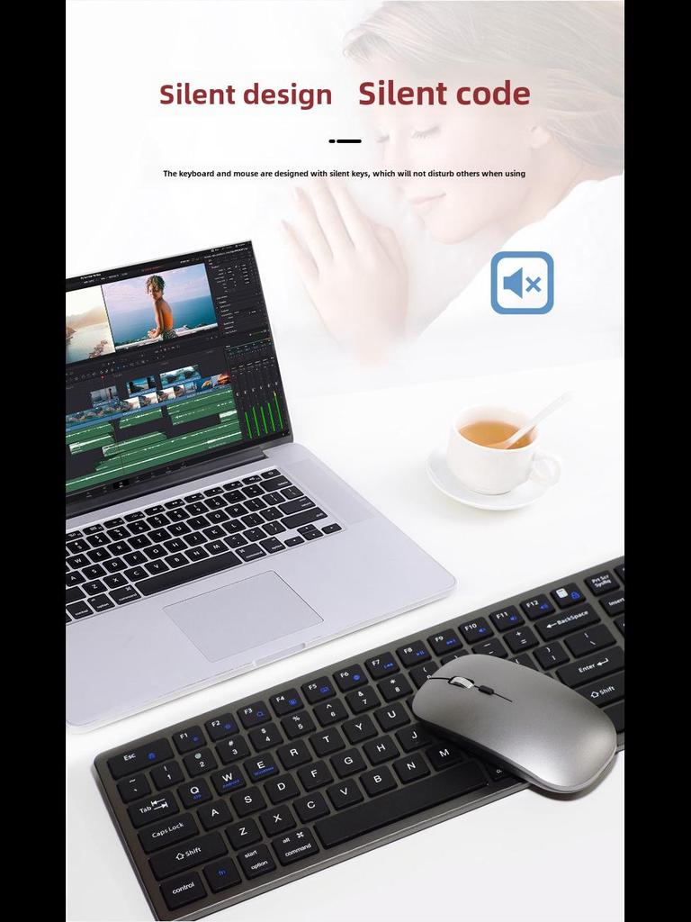 Kabellose Bluetooth Stille Scheren-Tastatur & Maus für Laptops - Kompatibel mit Xiaomi