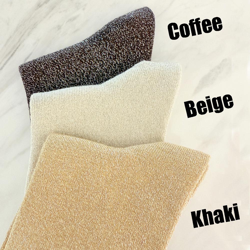 3 Pairs/Set Women's Fashion Sexy Shiny Socks Korean Style Gold Silver Silk Candy-Coloredsocks Luxury Design High Quality