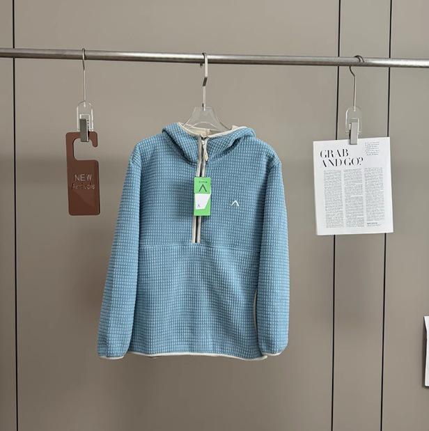 

2025 Waffle Fleece Hooded Sweatshirt: Warm Couples Half-Zip Slim Fit Jacket M 62.5-70kg