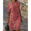 Women's V Neck Half Sleeve A-Line Midi Dress Casual Floral Print Bohemian Summer Dress