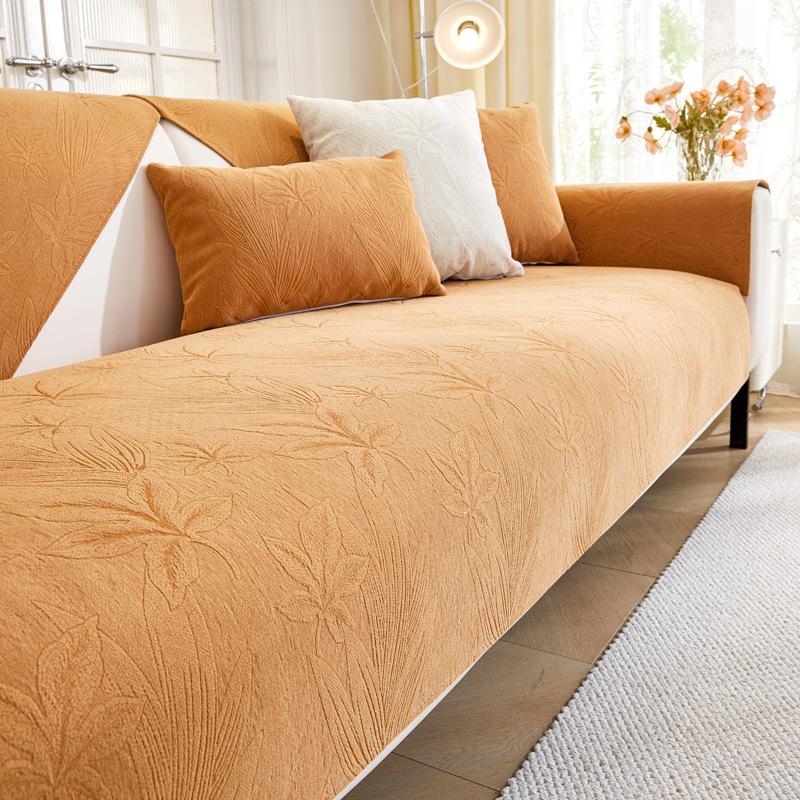 

Autumn New Four-Season Universal Sofa Cushion Chenier Non-Slip Seat Cushion Simple Modern Leather Sofa Cover Cover Cloth 70*70cm оранжевый