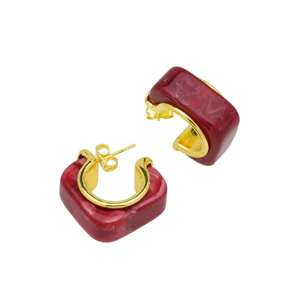 1 Pair Copper Acrylic Earrings 18K Gold Plated Hoop Earrings Resin Earrings  Daily Wear