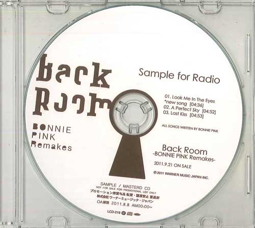 

CD BONNIE PINK - Back Room LCD219 WARNER 2011 Japan Japanese Pop/Rock Used