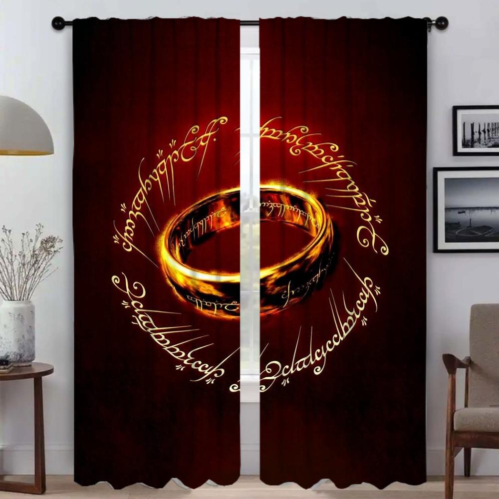 

Кухонные шторы 2 шт. Властелин колец Шторы для детской комнаты Оконные шторы Шторы Разделение Хэллоуин Украшения Гостиная W86xH137cmx2pcs-CL