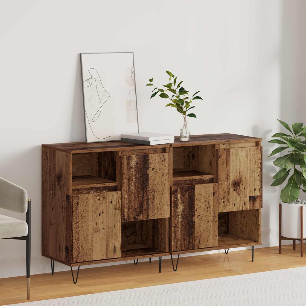 Sideboard 2 Pcs Reclaimed Wood 60 X 35 X 70 Cm