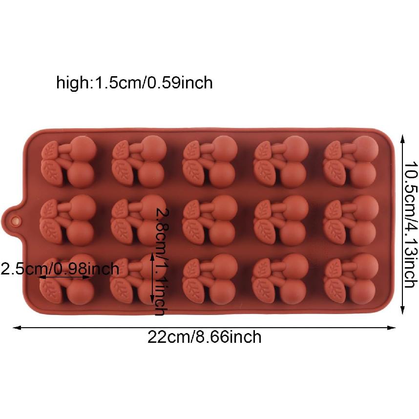 15 Cavity Cherry Silicone Candy Molds For Chocolate Candy Set Of 2