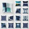 Auto Wohnzimmer Sofa Kissenbezug Luxus Heimdekoration Kissenbezug Blau Geometrischer Druck Muster Kissenbezug