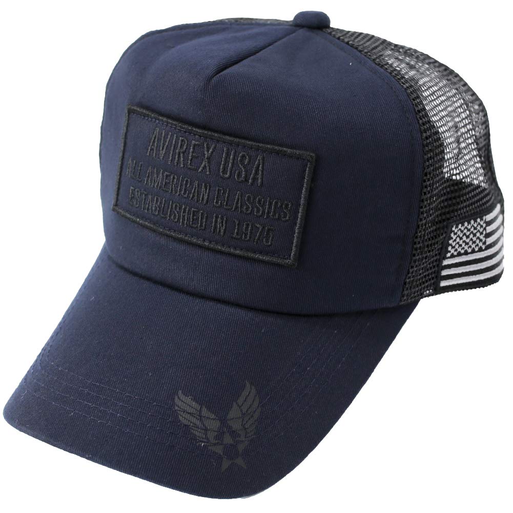 AVIREX Standard Military Mesh Plus Size Summer Cap Navy US Military Cap, XL/LL, Men's Hat, (XL, Patch)