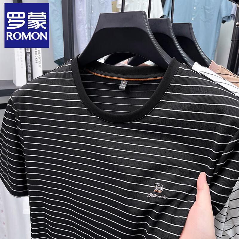 

Мужская летняя полосатая футболка Romon с круглым вырезом и коротким рукавом XL