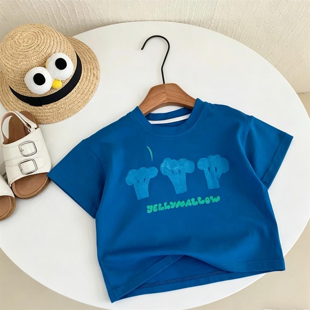 Short Sleeve Tops For Child Loose Casual Clothes 1-7Age Kids Simple Versatile Base Shirt Cute Printed T Shirt Children Clothes