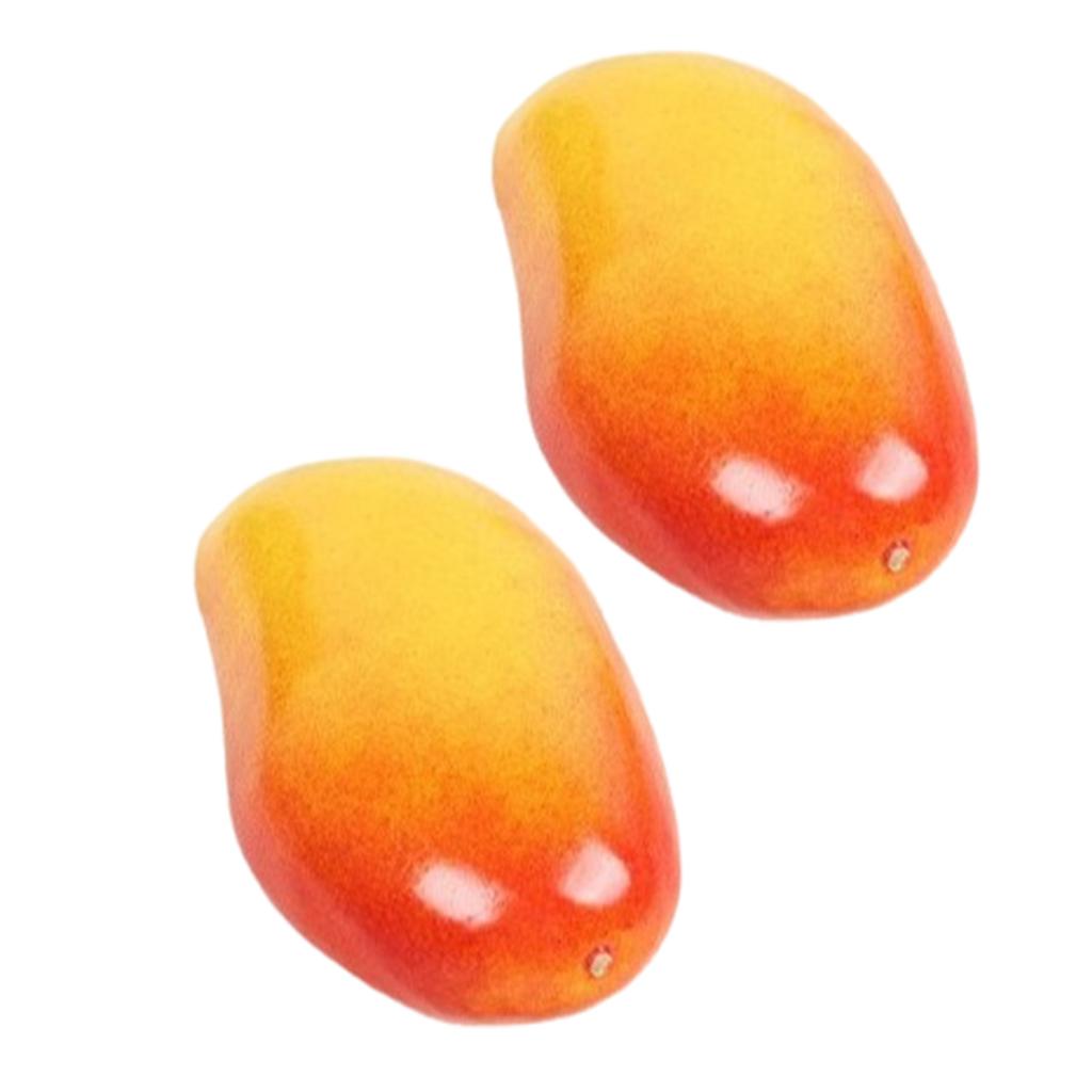 2pcs Artificial Mangoes for Home Kitchen Party Decoration Realistic Faux Fruit Ornament Restaurant Display Props