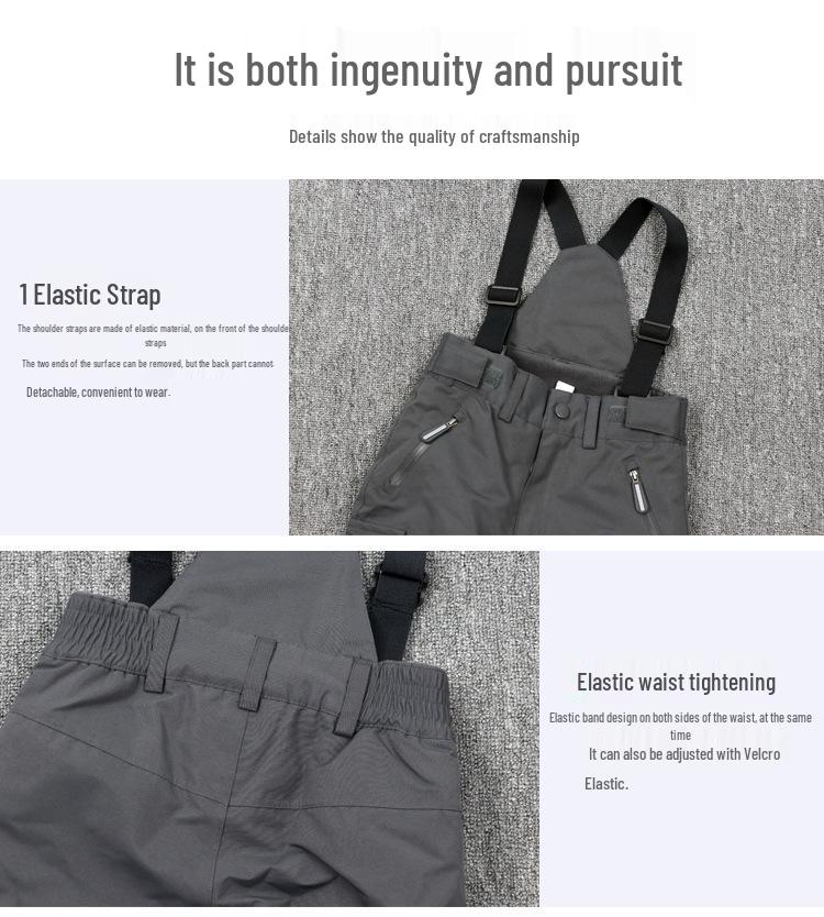 2025 Kids Ski Pants - Waterproof, Windproof, Warm Cotton Overalls with Straps for Outdoor Sports