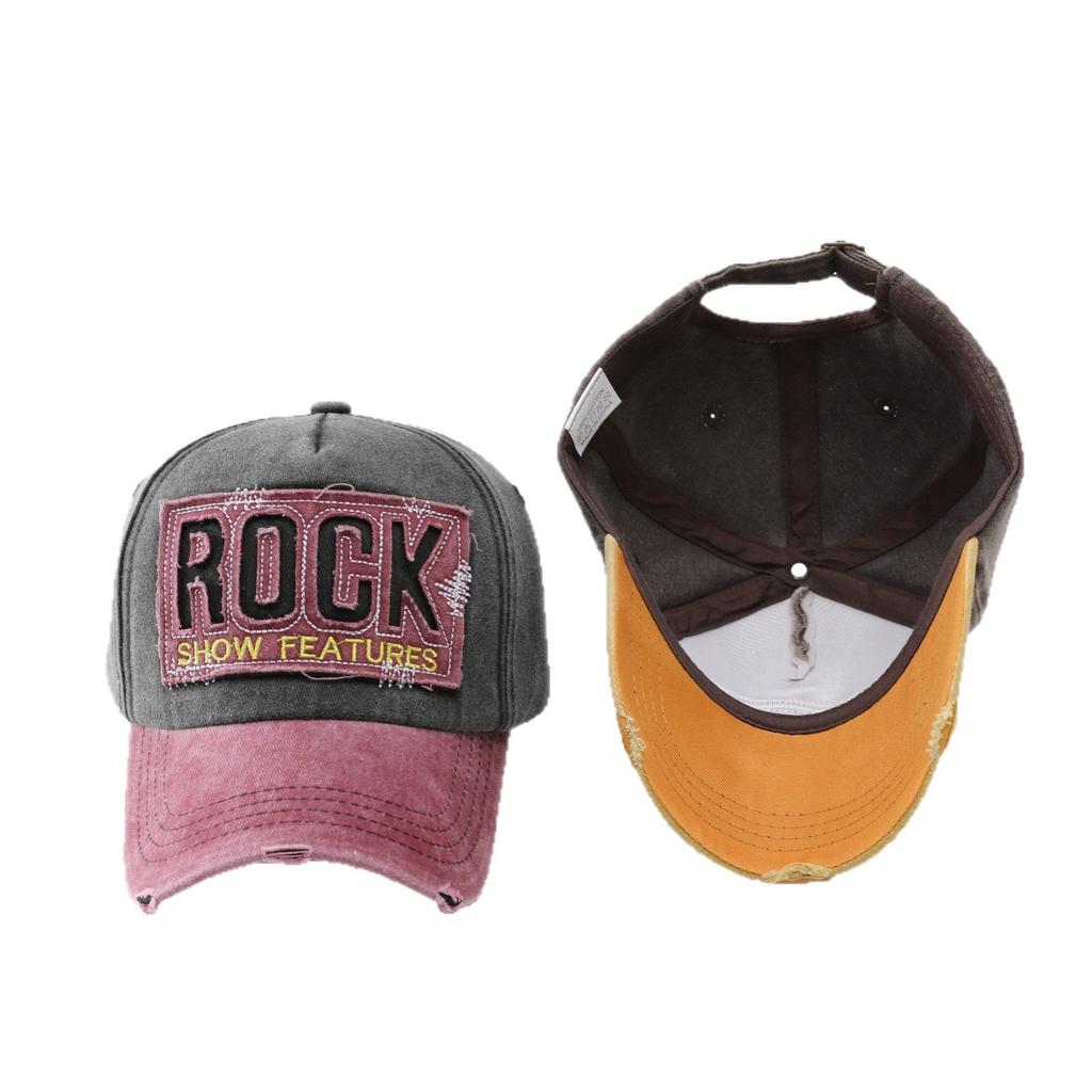 American Rock Alphabet Baseball Cap Women's Wide Brim Big Face Showing Face Small Cap Men's Big Head Circumference Soft Top Hat