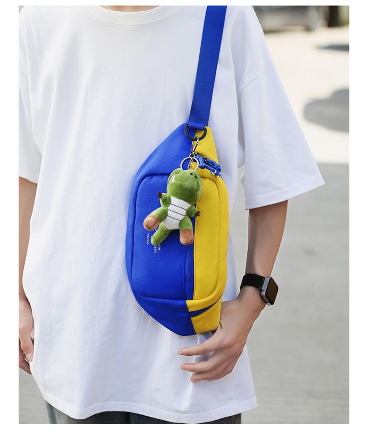 Japanese Niche Color-Block Chest Bag: Unisex Lightweight Crossbody & Waist Phone Bag for Casual Sports