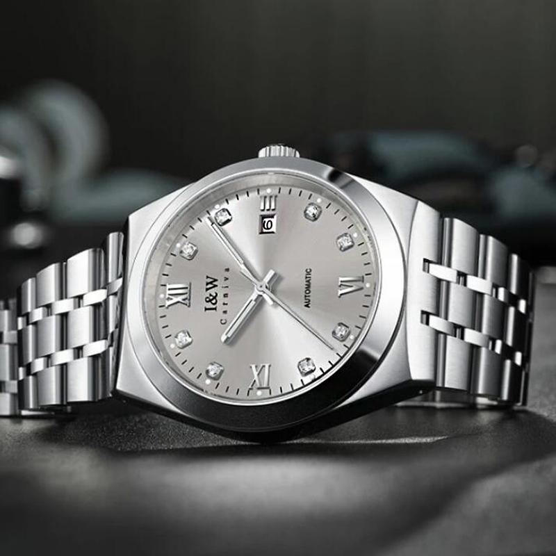 IW Grey Automatic Watch Men MIYOTA Mechanical Movement Wristwatches Sapphire Glass Stainless Steel Waterproof Luxury Watch Reloj