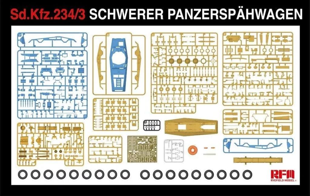 Ryefield Models 1/35 Scale Sd.Kfz.234/3 Stummel 7.5cm Gun 8-Wheeled Heavy Armored Reconnaissance Vehicle Plastic Model Kit RFM5134 (Combat Vehicle)