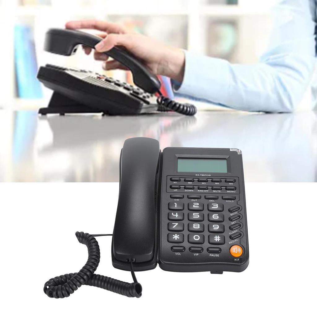 Desktop Telephone Big Button Corded Landline Telephone 16 Bit HD Screen Wired Phone for Home Hotel