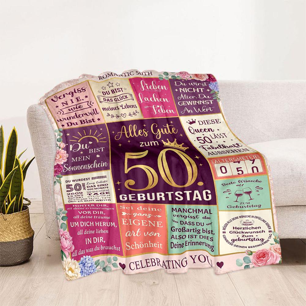 50th Anniversary Celebration Flannel Blanket-Soft and Suitable for Sofas,Beds,Offices,Travel,All Seasons,Great Gift for Holidays and Birthdays.