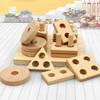 Early Wooden Learning Building Set For Toddlers Color Shape Cognitive Activities