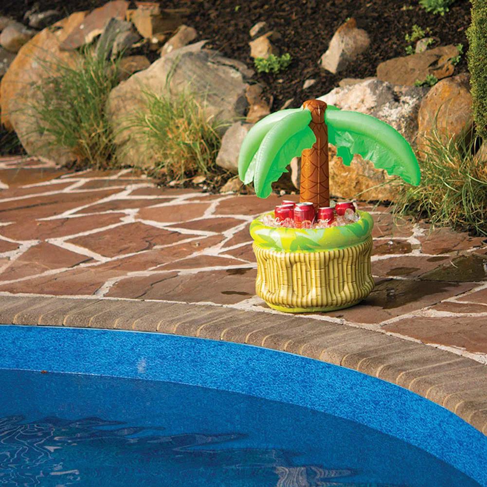 Aufblasbarer Palmen Eisbehälter Bär Kühler Getränkehalter Hawaiianische Geburtstagsdekoration Sommer Strand Pool Party Zubehör Ballon