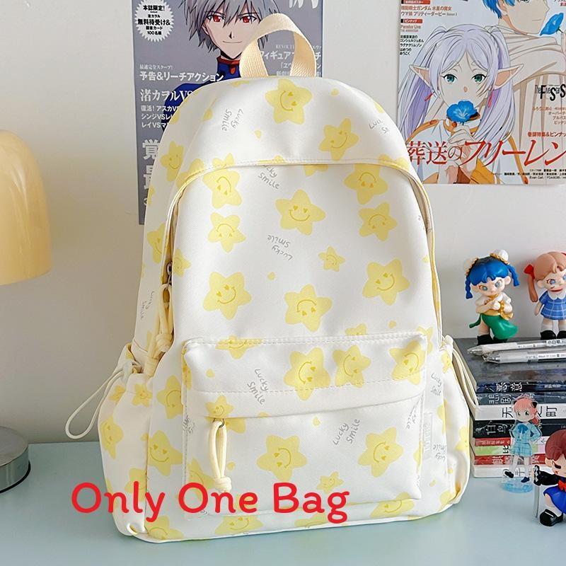 Star Printed Cute Girl Backpack For School And Daily Use Made Of Nylon