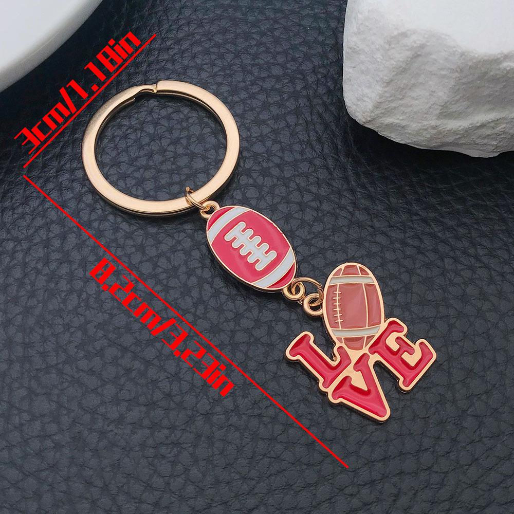 Red Love Rugby Keychain, Creative Sports Fan Backpack Pendant Gift
