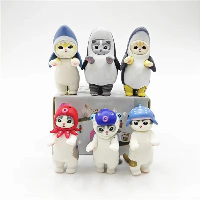 Süße Mofusand Weißer Hai Katze Serie Handgefertigte Orca Crossdressing Katze Actionfigur Schreibtisch Dekoration Geburtstagsgeschenk