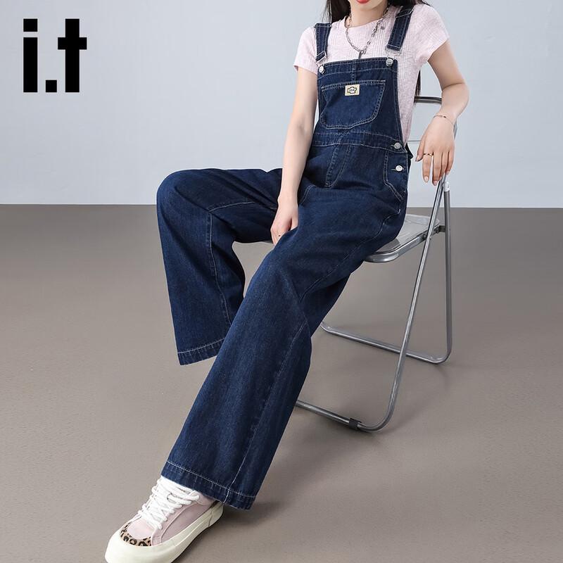 Izzue It Women's Relaxed Fit High-Waisted Denim Overalls