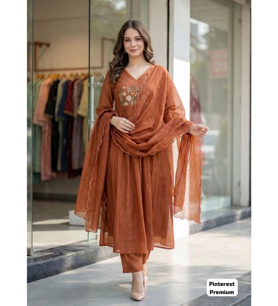 Ready To Wear Anarkali Ethnic Wear Kurta pant Dupatta Set Women Bollywood Top Tunic Kurti