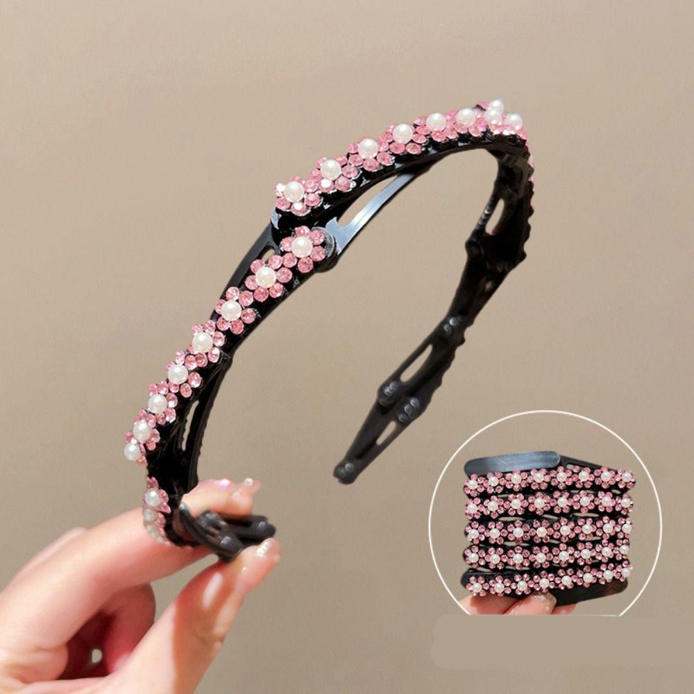 Foldable and Extendable Rhinestone Headband Women Travel Portable Storage Face Wash Makeup Hair Band Hair Hoop Hair Accessories