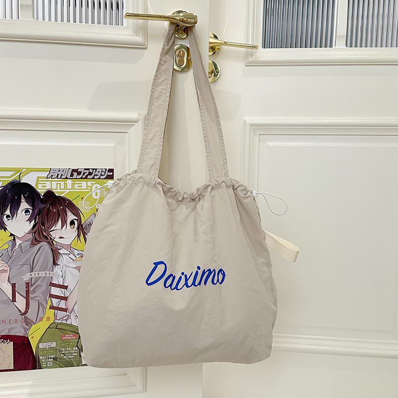 Korean Version of New Letter Printing Casual Large Capacity Tote Bag Light Travel Versatile Lazy Style One Shoulder Stray Bag