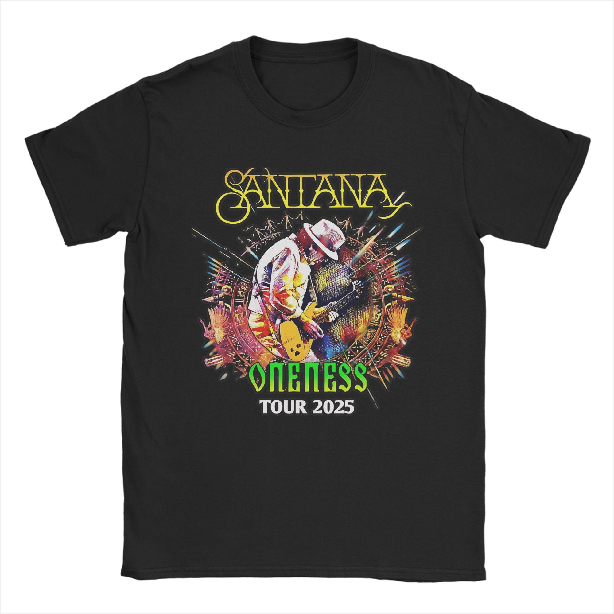 

Vintage Santana Tour GIFT FOR FAN TShirts for Men Round Collar 100 Cotton T Shirt Short Sleeve Tees Plus Size Clothes 4XL