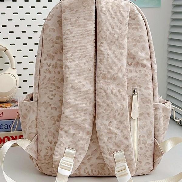 Schoolbag New Large-capacity Backpack High-value Leopard Print Schoolbag Sweet Junior High School Backpack Travel Campus Backpack