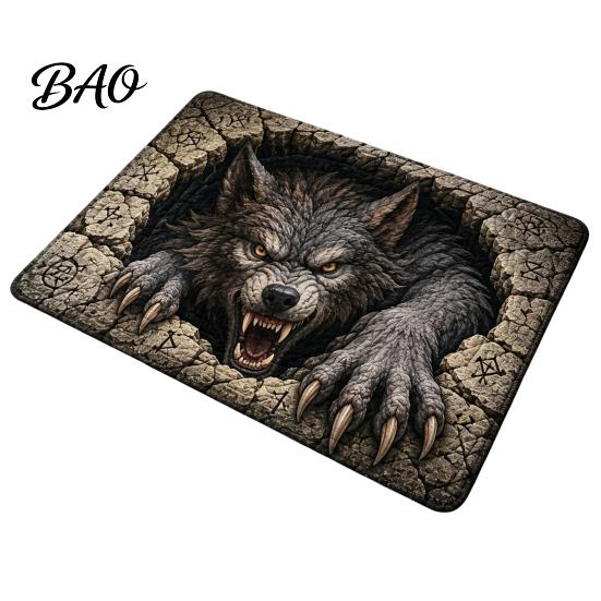Anti Slip Hallway Carpet 3D Spooky Halloween Rug, Scary Creature Optical Illusion 16" x Decorative Entrance Floor Runner 24" Non-Slip Door Mat