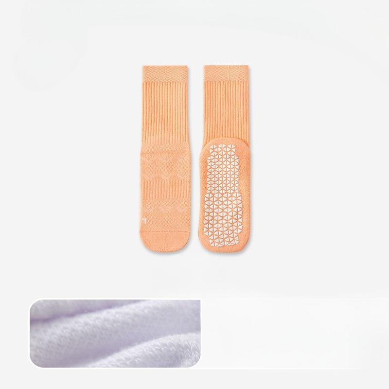 Female Autumn Yoga Non Slip Indoor Pilates Fitness Towel Bottom Shock Absorptiveperspiration Tube Cotton Socks