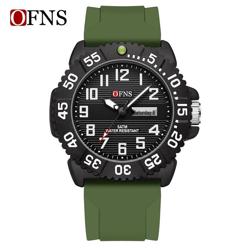 OFNS Men s Waterproof Quartz Watch with Luminous Rotating Bezel for Outdoor Sports