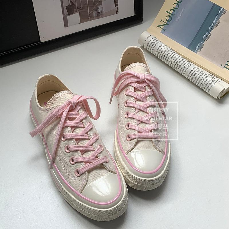 New Product Hot Sale New Classic Cherry Blossom Powder Low-top Canvas Shoes Women's Versatile Board Shoes