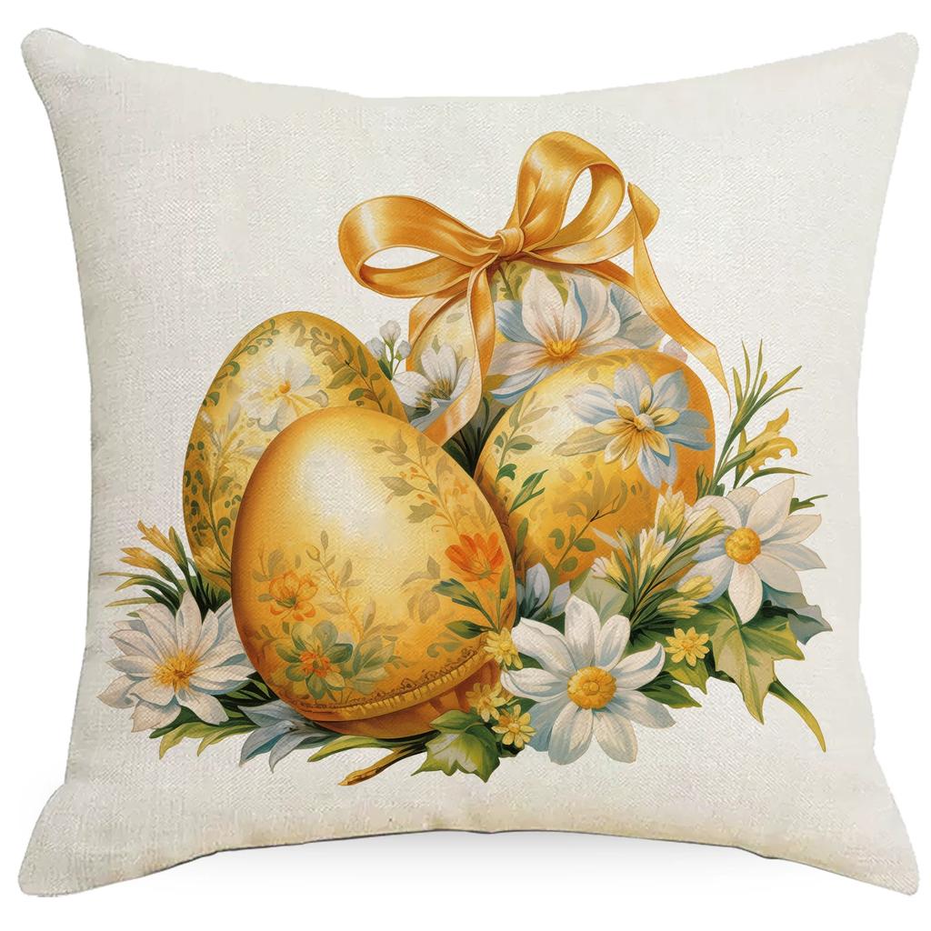 New Fashion Easter Cartoon Rabbit Easter Egg Pattern Series Cushion Cover 45cm Printed Home Decoration Sofa Pillowcase