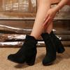 Belt Buckle High-heeled Fashion Boots 2025 Winter New Suede Block-heeled Booties