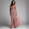 Cross-border 2023 V-Neck Waist-Cinching Sparkling Evening Gown with Slit