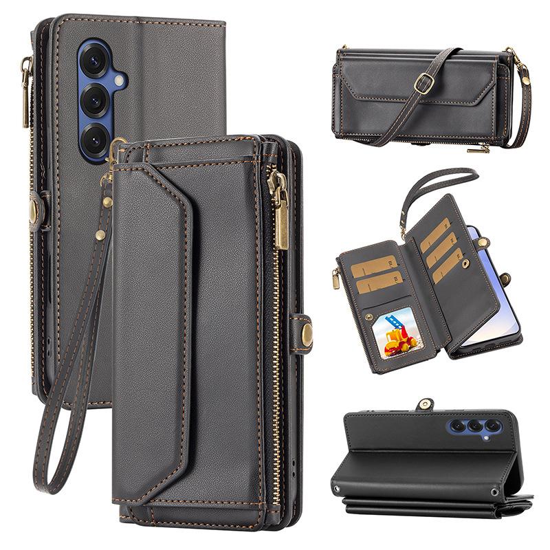 Multifunctional Leather Case Zipper Wallet Card Case Leather Case Flip Samsung iPhone Case