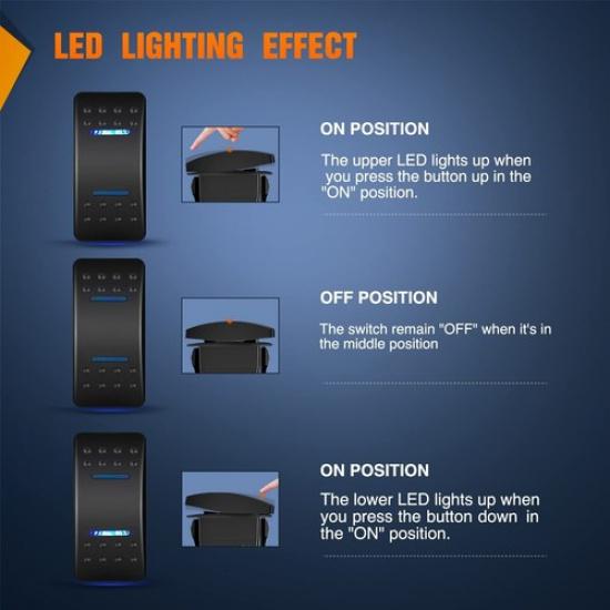 Nilight Waterproof Rocker Switch Toggle ON Off ON Switch DPDT 7Pin 12V 24V