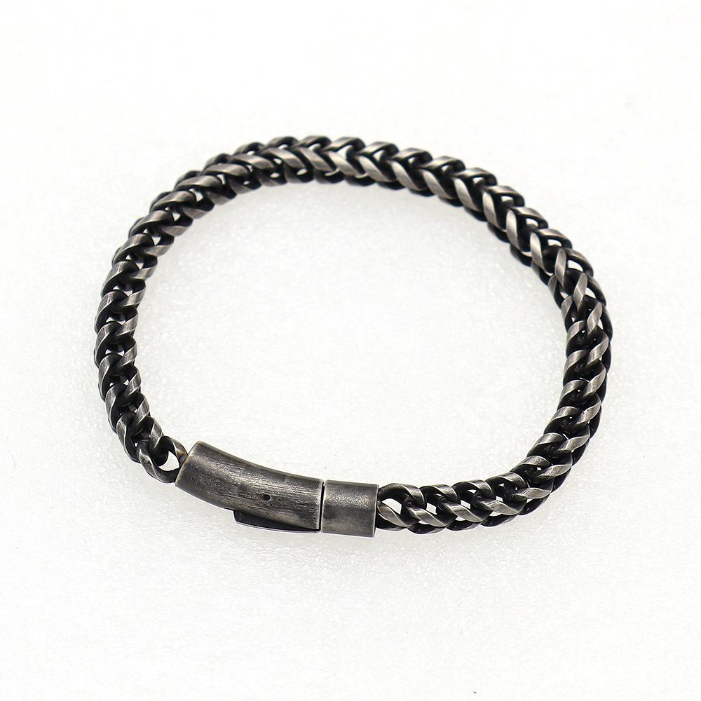 Hip Hop Titanium Steel Bracelet 6Mm Spring Snap Buckle Stainless Steel Front And Back Chain Personalized Men'S Bracelet