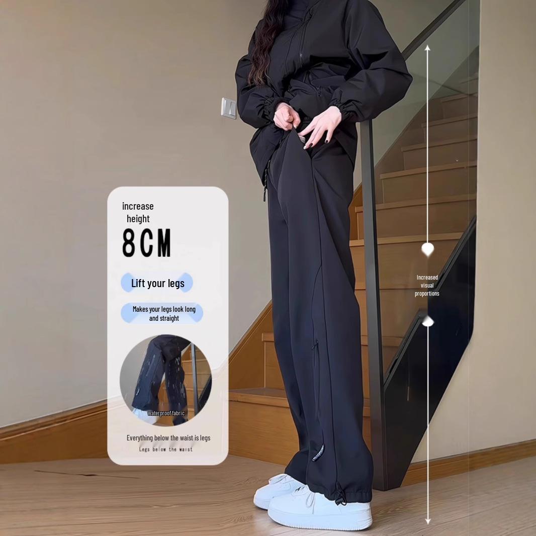 

Унисекс Модные Летние Тонкие Брюки-Ветровка Карго Прямого Широкого Покроя - Плюс и Маленькие Размеры L чёрный