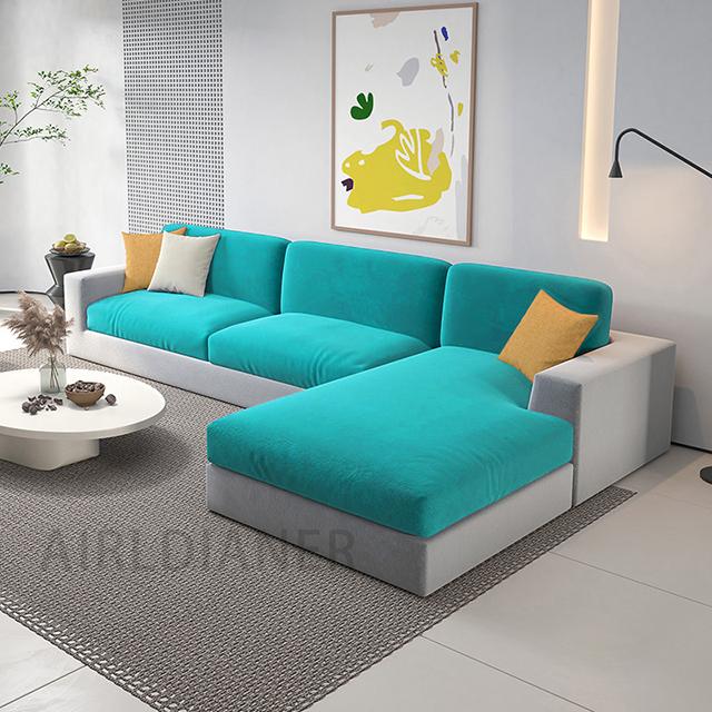 Velvet Sofa Cushion Pad Cover For Living Space Stretch L Shaped Plush Sofa Seat Cover Nonslip Heavyweight Sofa Slipcovers 1 /2 /3 /4 Seater