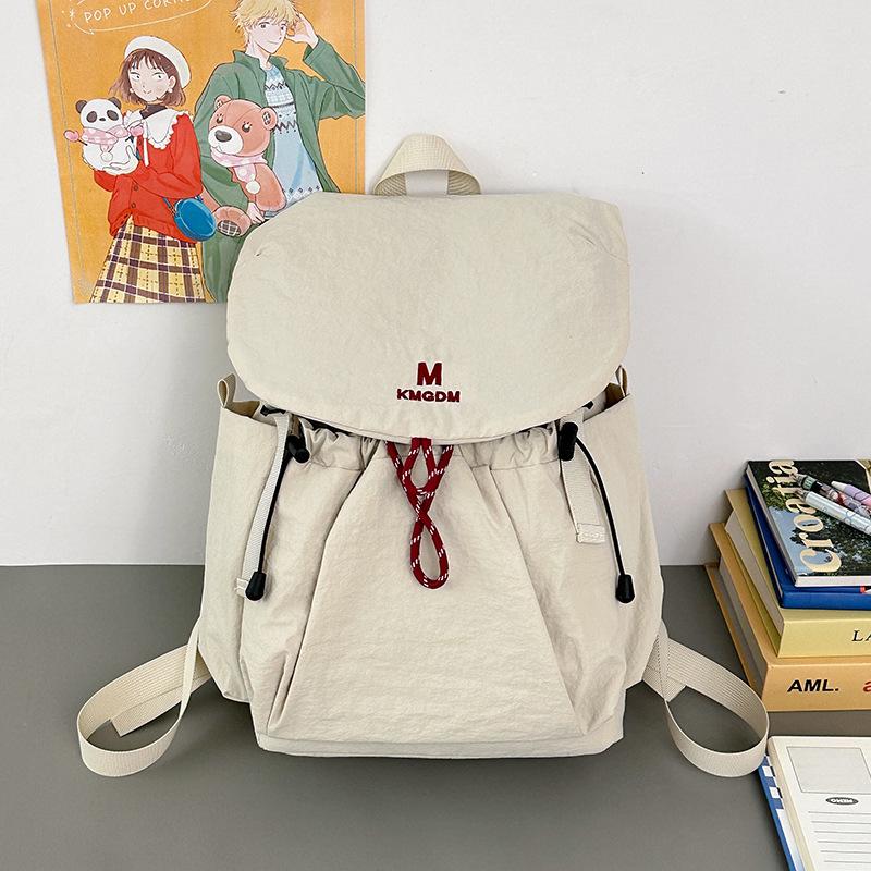 Drawstring Backpack Travel Contrast Backpack Lightweight Nylon Schoolbag