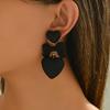 New Retro Black Heart Earrings For Women Bowknot Love Drop Earrings Vintage Female Party Ear Jewelry Valentine Day Gifts