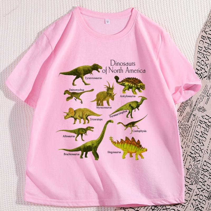 Vintage 90s Dinosaur Species Graphic Tee Cotton Short Sleeve Printed Tshirt Casual Round Neck Cool Loose Streetwear Clothing