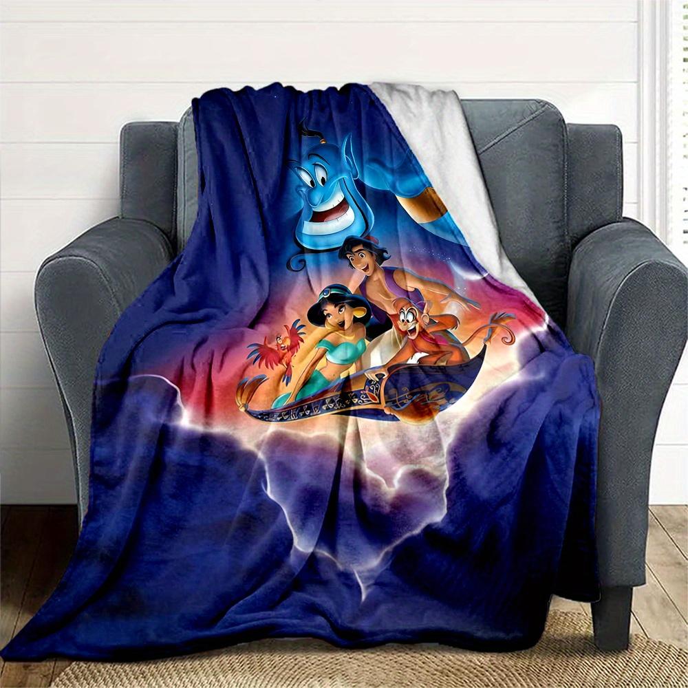 1pc, Aladdin's Genie and Jasmine Blanket Cartoon Throw for Home Decor, Gift Idea, All Seasons Use, Cozy Bedding Cover, Room Decoration