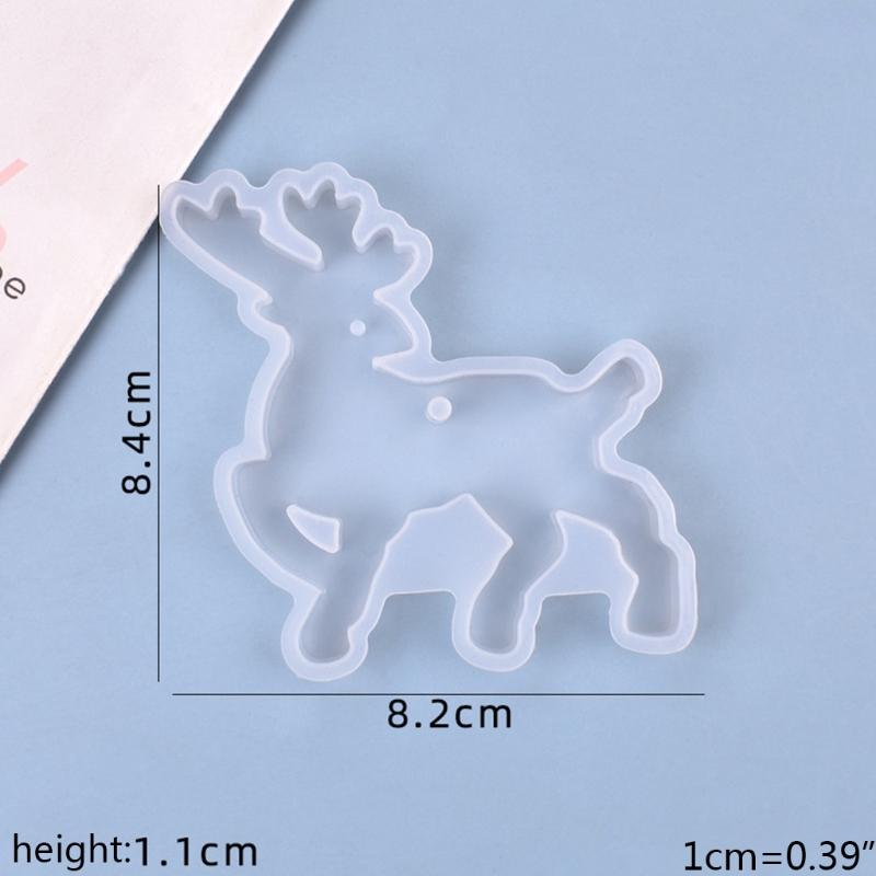 Hanging Ornaments Crystal Epoxy Resin Mold DIY Christmas Pendants Silicone Mould Santa Claus Elk Xmas House Casting Mold